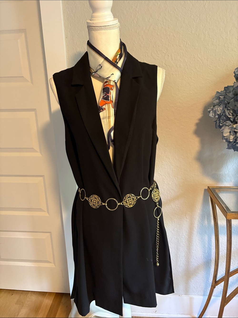 Topshop Sleeveless Black Long Vest. Large